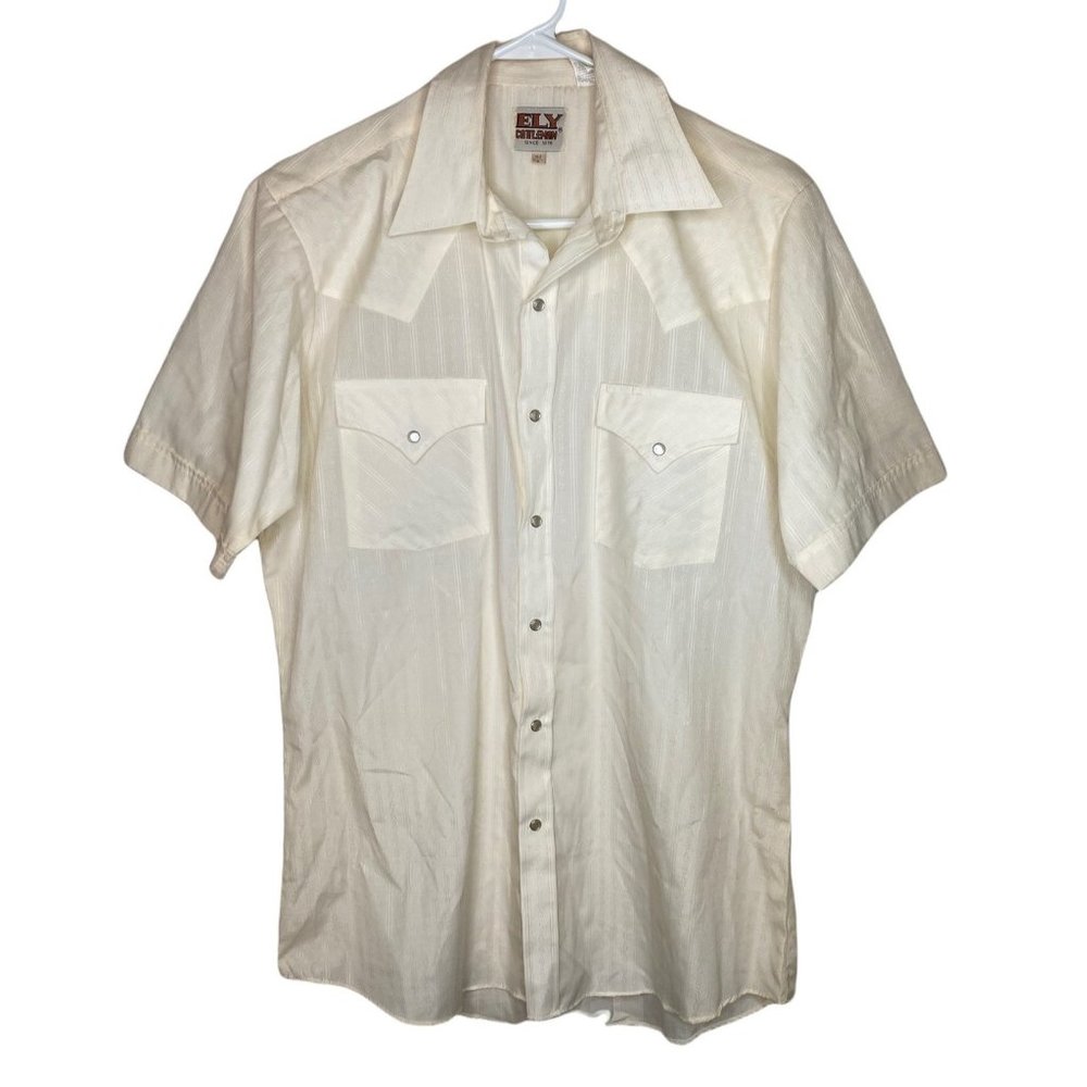 Ely Cattlemen Cowboy Western Snap Front Shirt 15 1/2” Med